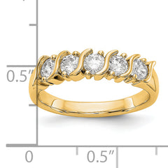 14K Yellow Gold 5-Stone Prong-set (Holds 5-3.4mm Round) Diamond Band Mounting (No Stone Included)