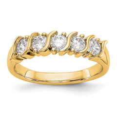14K Yellow Gold 5-Stone Prong-set (Holds 5-3.4mm Round) Diamond Band Mounting (No Stone Included)