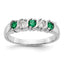 14k White Gold 1/5 carat Diamond and Emerald Complete Band