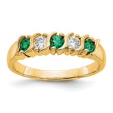 14k Yellow Gold 1/5 carat Diamond and Emerald Complete Band