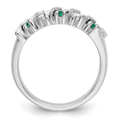 14k White Gold 1/3 carat Diamond and Emerald Complete Band