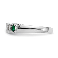 14k White Gold 1/3 carat Diamond and Emerald Complete Band