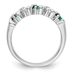 14k White Gold 3/8 carat Diamond and Emerald Complete Band