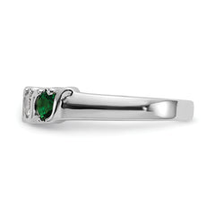 14k White Gold 3/8 carat Diamond and Emerald Complete Band