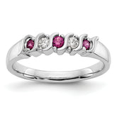 10k White Gold Diamond w/Ruby Band