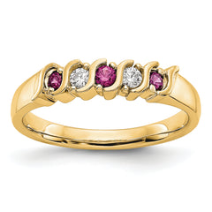 10k Yellow Gold Diamond w/Ruby Band