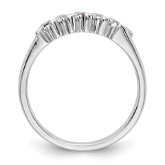 14k White Gold 1/10 carat Diamond and Ruby Complete Band