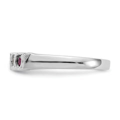 14k White Gold 1/10 carat Diamond and Ruby Complete Band