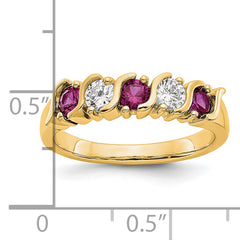 14k Yellow Gold 1/3 carat Diamond and Ruby Complete Band