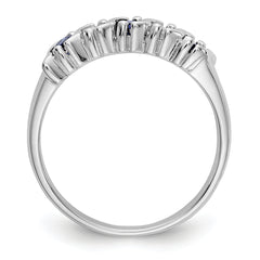 14k White Gold 1/5 carat Diamond and Blue Sapphire Complete Band