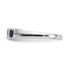 14k White Gold 1/5 carat Diamond and Blue Sapphire Complete Band