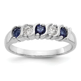 14k White Gold 1/5 carat Diamond and Blue Sapphire Complete Band