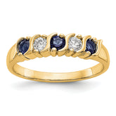 14k Yellow Gold 1/5 carat Diamond and Blue Sapphire Complete Band