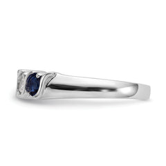 14k White Gold 1/3 carat Diamond and Blue Sapphire Complete Band