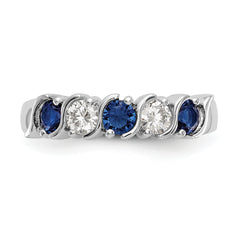 14k White Gold 1/3 carat Diamond and Blue Sapphire Complete Band