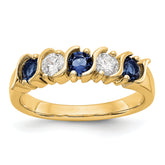 14k Yellow Gold 1/3 carat Diamond and Blue Sapphire Complete Band