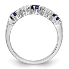 14k White Gold 3/8 carat Diamond and Blue Sapphire Complete Band