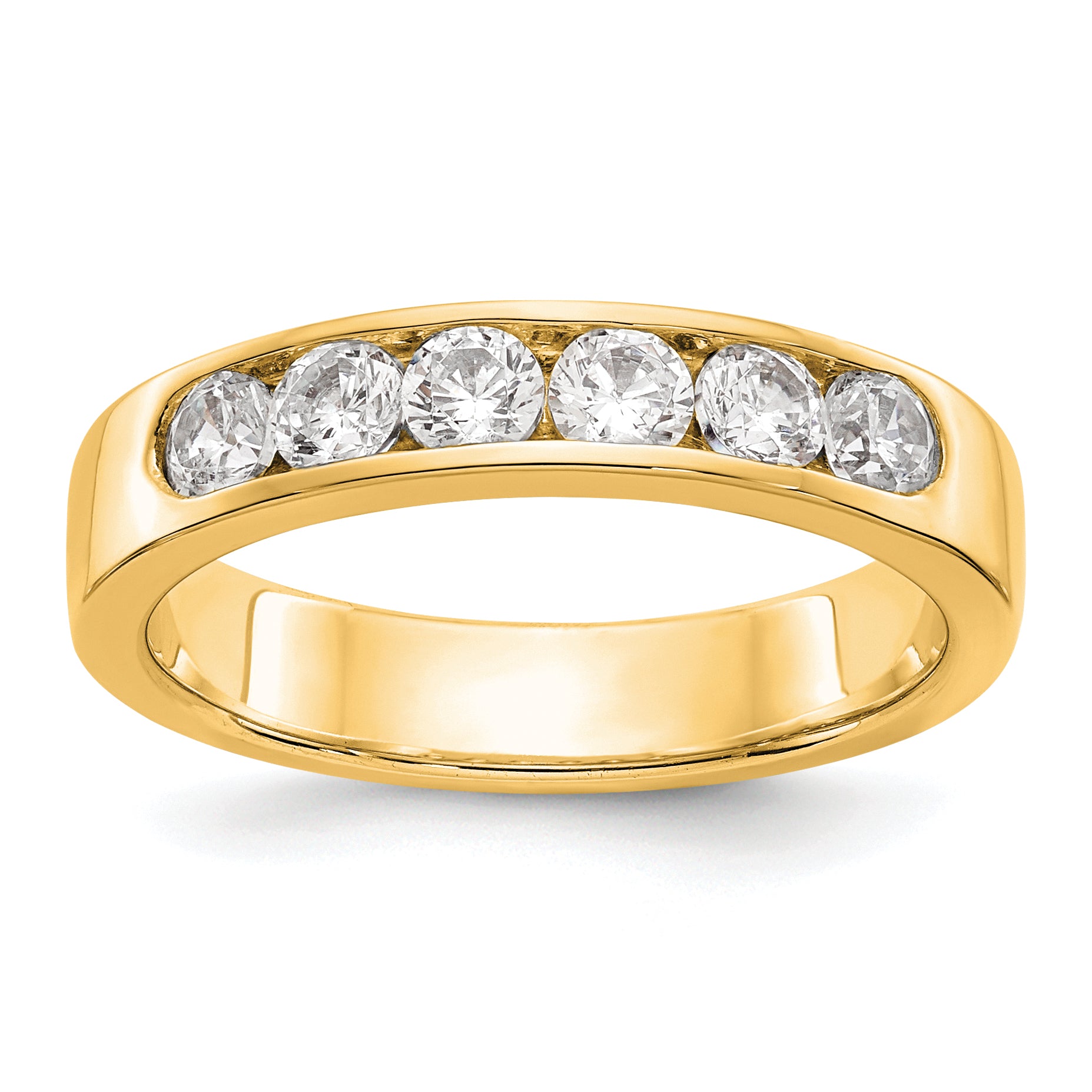 14k Yellow Gold 6-Stone (Holds 6-3.1mm Round) Channel Band Mounting (No Stone Included) (Closed)