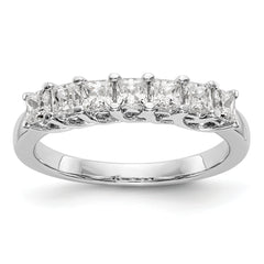 14K White Gold 7-Stone Shared Prong (Holds 7-2.8mm Princess) Diamond Band Mounting (No Stone Included)