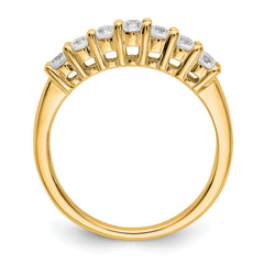 14K Yellow Gold 7-Stone Shared Prong (Holds 7-2.6mm Round) Diamond Band Mounting (No Stone Included)