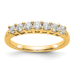 14K Yellow Gold 7-Stone Shared Prong (Holds 7-2.6mm Round) Diamond Band Mounting (No Stone Included)