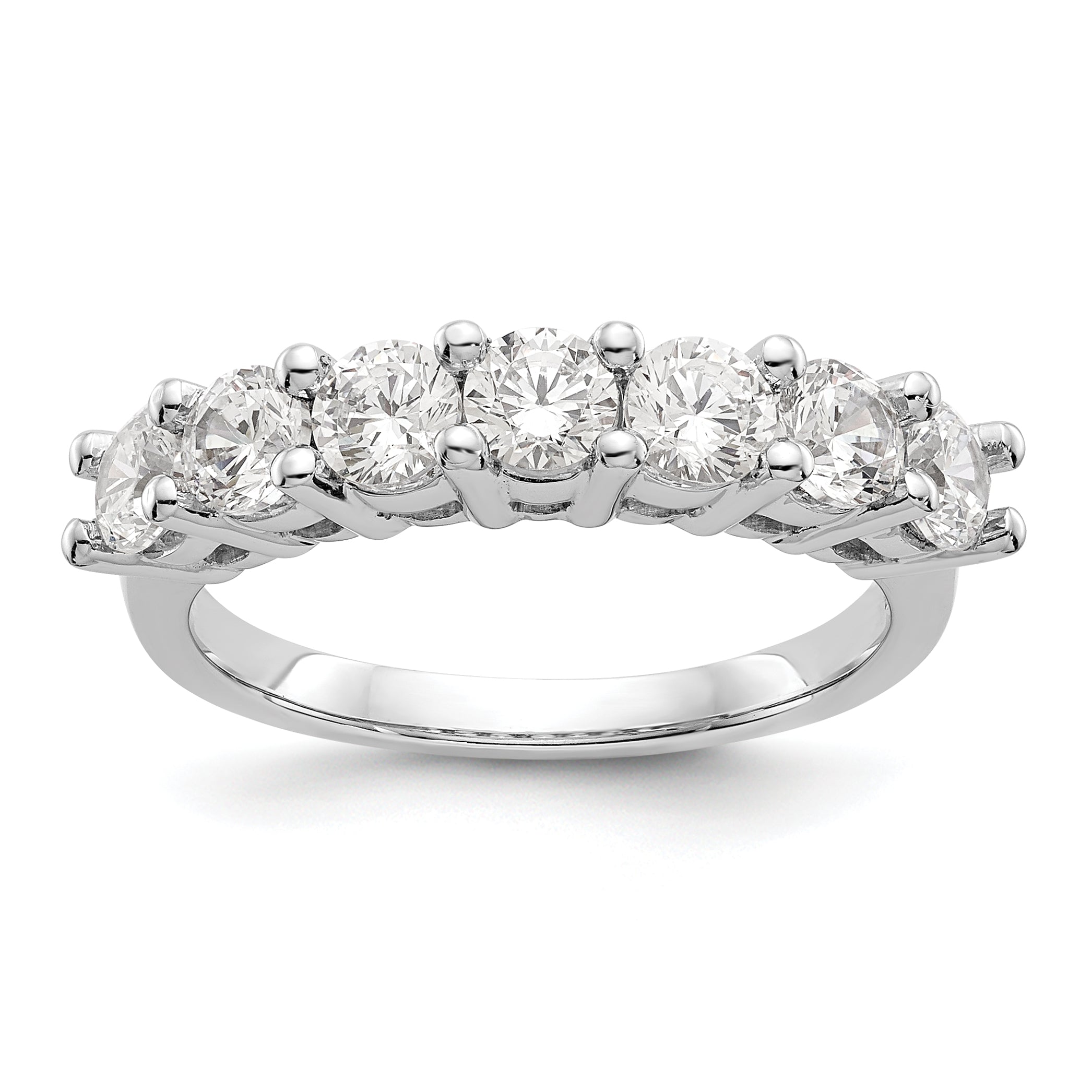 14K White Gold 7-Stone Shared Prong (Holds 7-3.3mm Round) Diamond Band Mounting (No Stone Included)