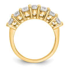 14K Yellow Gold 7-Stone Shared Prong (Holds 7-3.7mm Round) Diamond Band Mounting (No Stone Included)