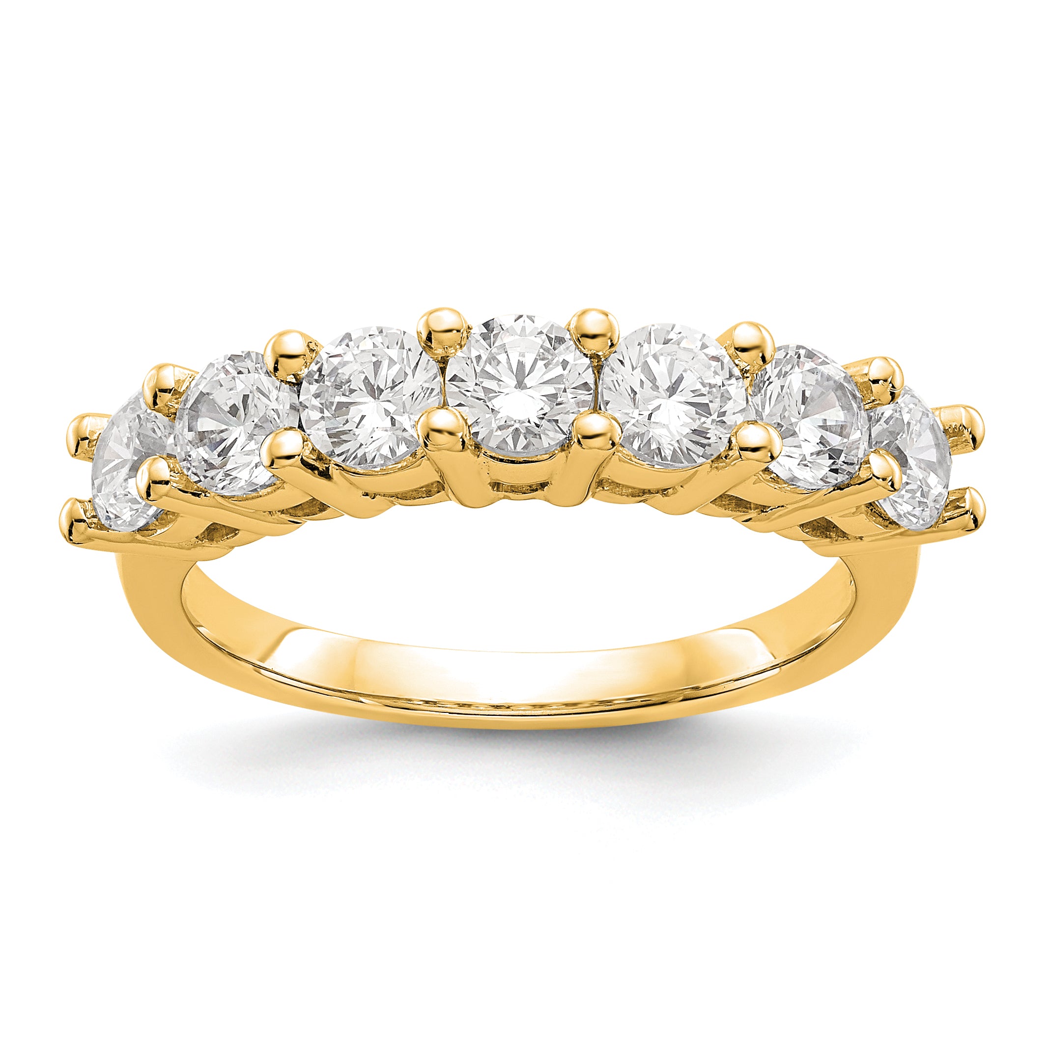 14K Yellow Gold 7-Stone Shared Prong (Holds 7-3.7mm Round) Diamond Band Mounting (No Stone Included)