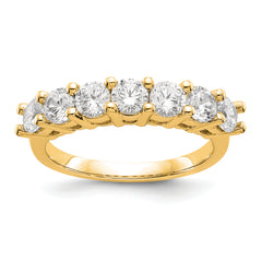 14K Yellow Gold 7-Stone Shared Prong (Holds 7-3.7mm Round) Diamond Band Mounting (No Stone Included)