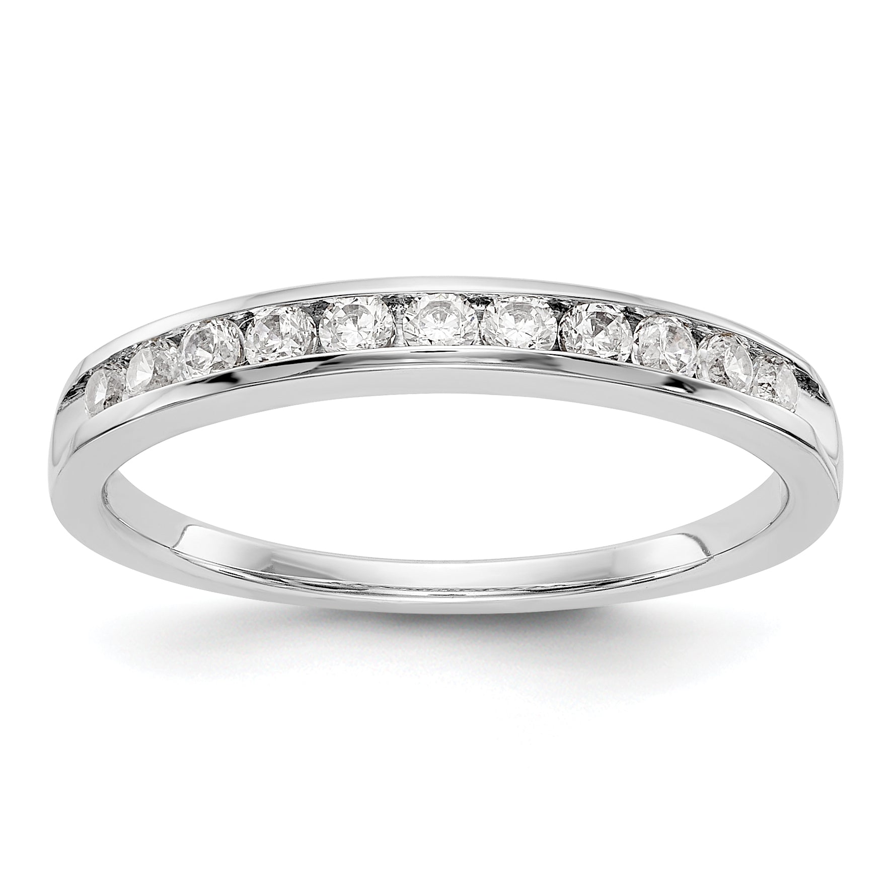 14K White Gold 11-Stone 1/3 carat Complete Round Diamond Channel Band