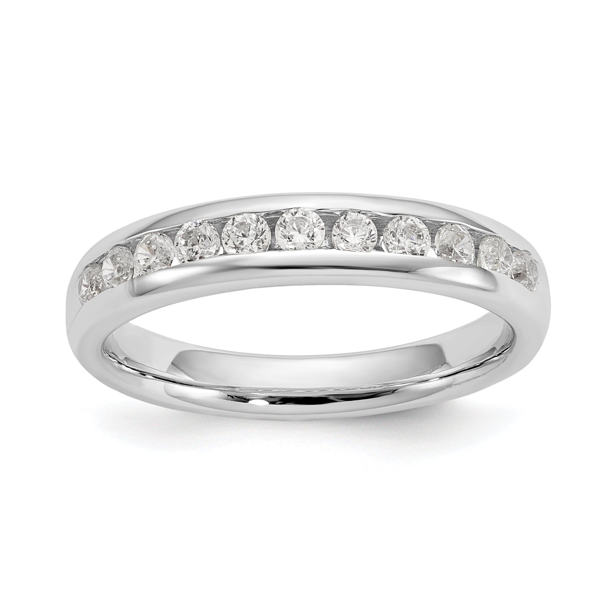 14k White Gold 3/8 carat Lab Grown Diamond VS/SI+ G+ Eleven Stone Complete Channel Set Band