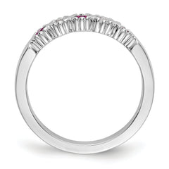 14k White Gold 1/10 carat Diamond and Ruby Complete Band
