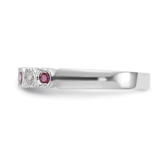 14k White Gold 1/10 carat Diamond and Ruby Complete Band