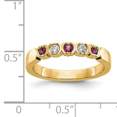 14k Yellow Gold 1/10 carat Diamond and Ruby Complete Band