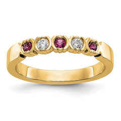 14k Yellow Gold 1/10 carat Diamond and Ruby Complete Band