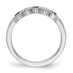 14k White Gold 1/10 carat Diamond and Blue Sapphire Complete Band