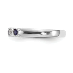 14k White Gold 1/10 carat Diamond and Blue Sapphire Complete Band