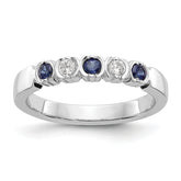 14k White Gold 1/10 carat Diamond and Blue Sapphire Complete Band
