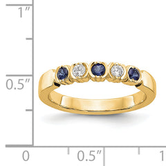 14k Yellow Gold 1/10 carat Diamond and Blue Sapphire Complete Band