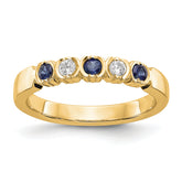 14k Yellow Gold 1/10 carat Diamond and Blue Sapphire Complete Band