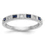 14k White Gold 1/10 carat Diamond and Blue Sapphire Baguette Complete Band