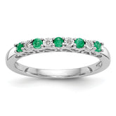 10K White Gold Diamond w/Emerald Band