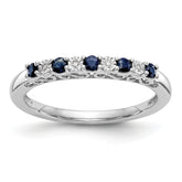 14k White Gold .01 carat Diamond and Blue Sapphire Complete Band