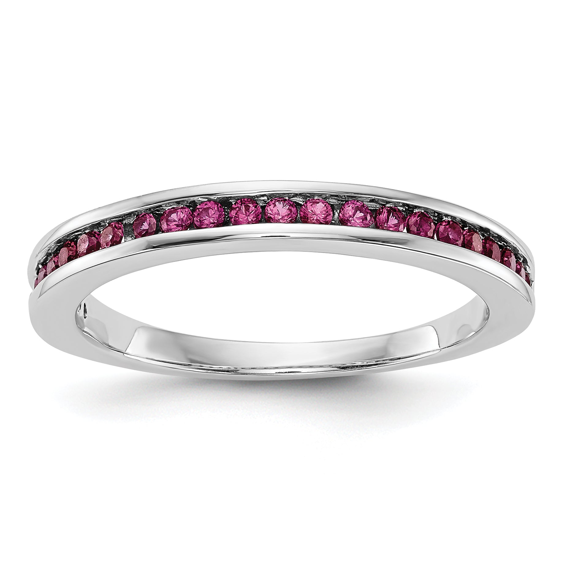 14k White Gold Ruby Complete Channel Band