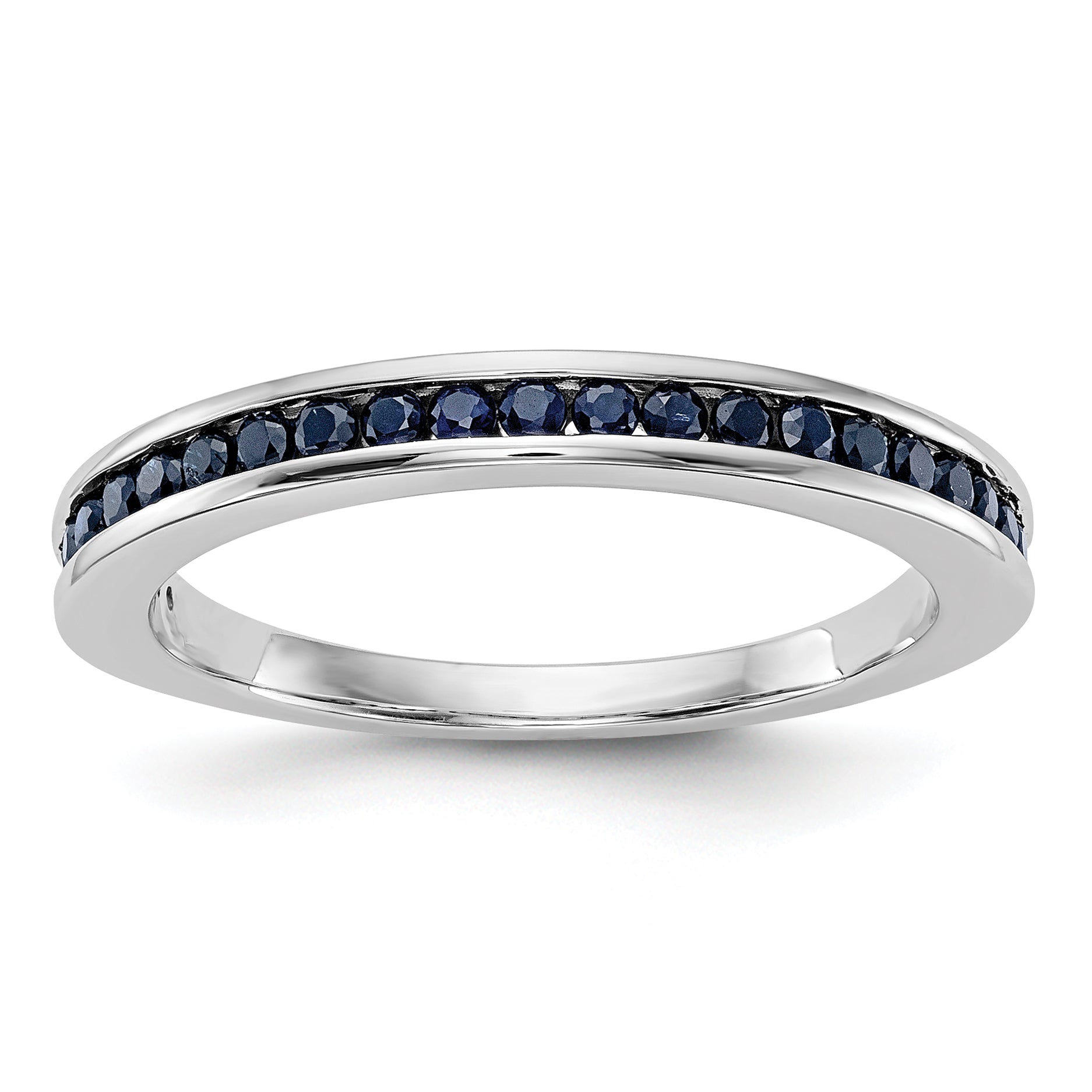 14k White Gold Blue Sapphire Complete Channel Band
