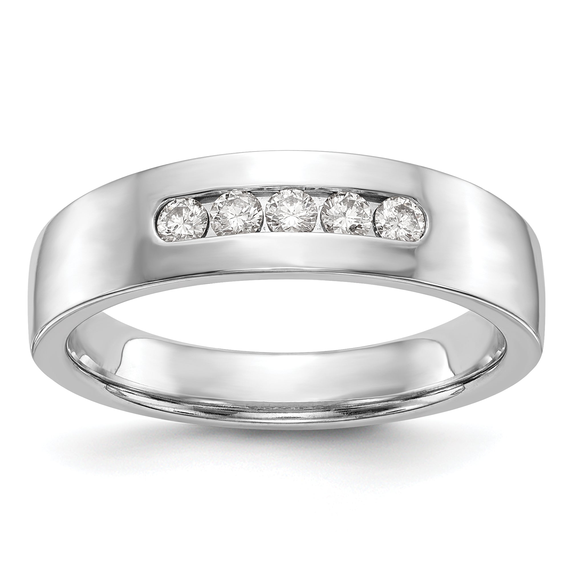 14K White Gold 5-Stone 1/4 carat Diamond Complete Men's Channel Band