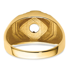 14k Polished (Holds 1/2 carat (5.0mm) Round Center) Men's Ring Mounting (No Stones Included)