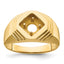 14k Polished (Holds 1/2 carat (5.0mm) Round Center) Men's Ring Mounting (No Stones Included)