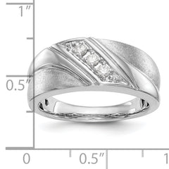 14k White Gold 1/6 carat Lab Grown Diamond VS/SI+ G+ Three Stone Complete Men's Ring