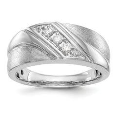 14k White Gold 1/6 carat Lab Grown Diamond VS/SI+ G+ Three Stone Complete Men's Ring